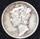 1935-D VERY FINE Mercury Dime, 90% SILVER! Toned