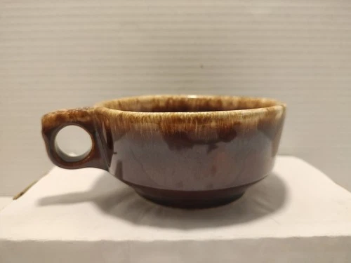 🔥 Vintage Hull Pottery Brown Drip Handled  Soup Mug Bowl Oven Proof 2.5" X 6"