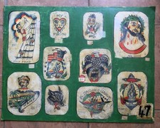 huge antique shop print bert grimm pike jesus eagle nautical tattoo flash 18x24