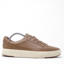 Kizik Vegas Mens Sneakers Chestnut Brown Leather Hands-Free Lace Up Size 9.5