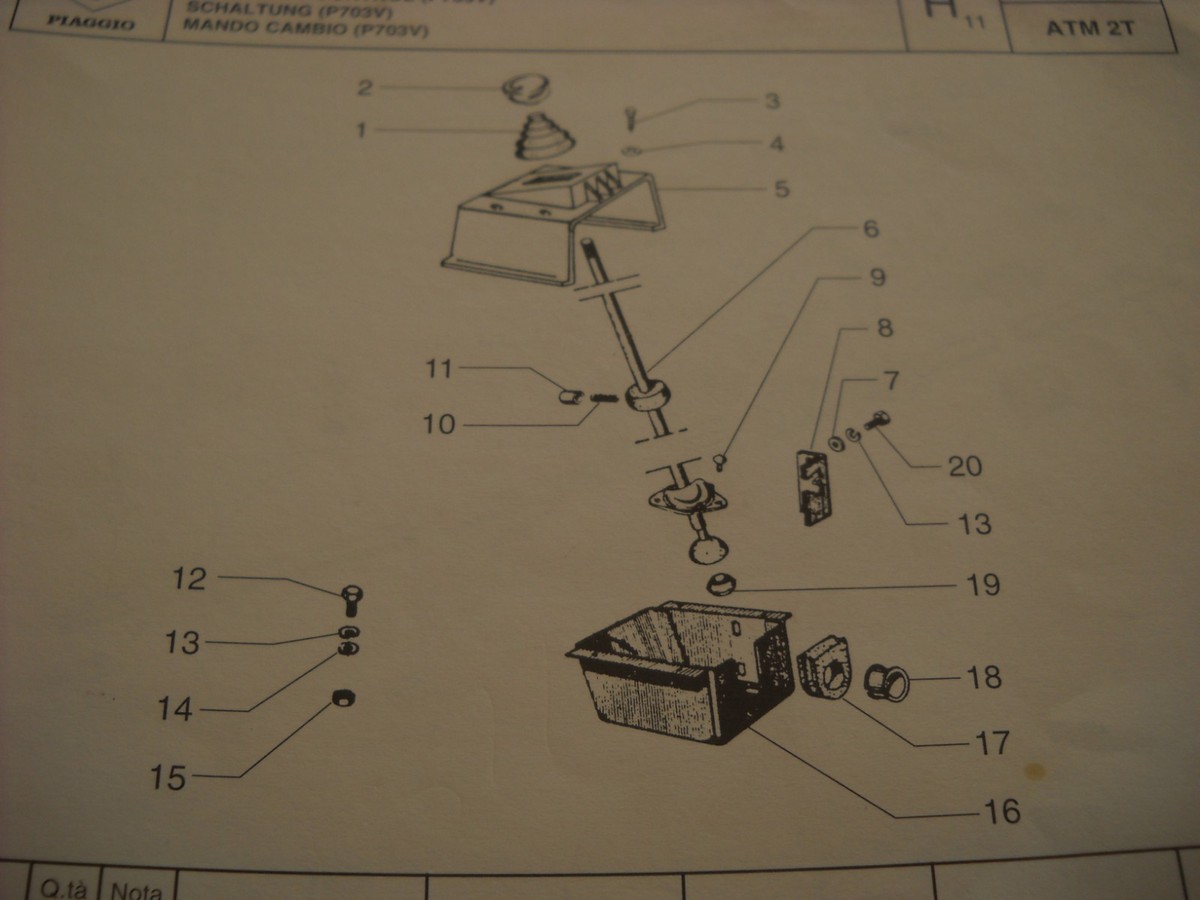 219396 - ORIGINALE PIAGGIO SOFFIETTO ASTA CAMBIO APE TM 703 Benzina Con Volante