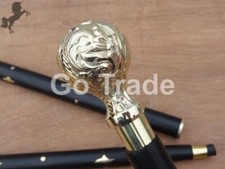 Wooden Black Finish Nautical 36" Brass Designer Head Handle Walking Cane Stick