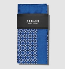  35 Alfani Men's Blue Geometric Pattern Silk Pocket Square Hanky