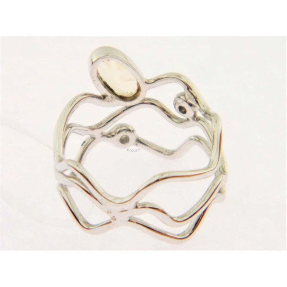 Anillo En Oro Blanco Con Topaz Imperial y Diamantes - Imagen 2 de 4