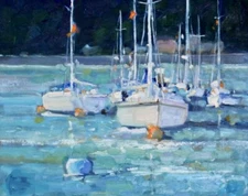 ORIGINAL Oil Painting On CANVAS Sailboat Seascape Impasto Textured Boat