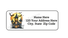 30 HAUNTED HOUSE HALLOWEEN PERSONALIZED RETURN ADDRESS LABELS 1 in X 2.625 in