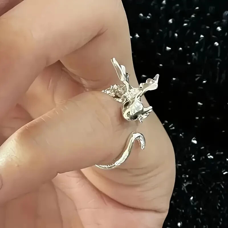 Baby Dragon Wrap Ring Adjustable Silver