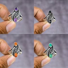 Multi Gemstone Handmade 925 Sterling Silver Ring Jewelry Variation
