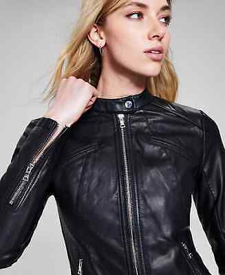 Guess Black Faux Leather Motorcycle Jacket L62209 Womens Guess Black Faux Leather Motorcycle Jacket L62209 Womens