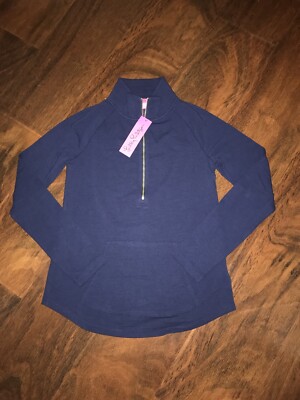 Lilly Pulitzer XS Solid True NAVY EDGEWATER POPOVER 1/2 Zip Pullover Sweater NWT