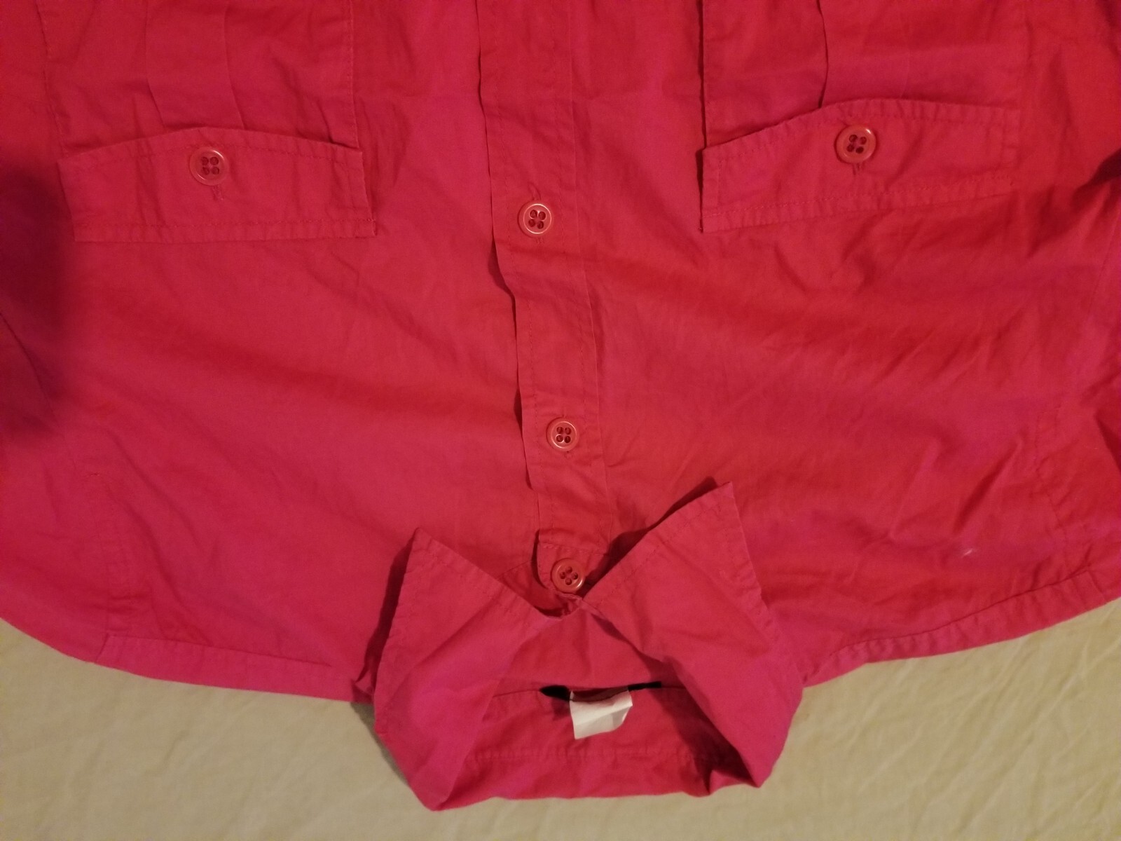 Womens J. Crew Dress Shirt M Medium Red Button Cotton Blouse eBay