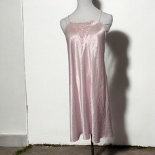 Vintage blush pink satin slip dress M Fairycore glam cottagecore coquette