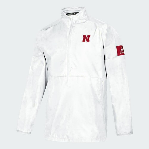 Adidas Nebraska Cornhuskers White 2019 Sideline Game Mode Quarter-Zip Jacket Size: 4XL
