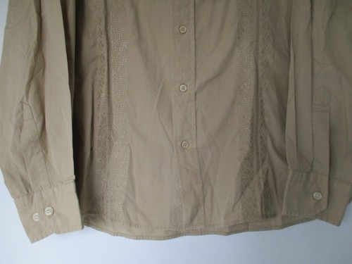 Camisa para hombre Express talla L 100 % algodón beige liso manga larga con botones frontal - Imagen 7 de 12