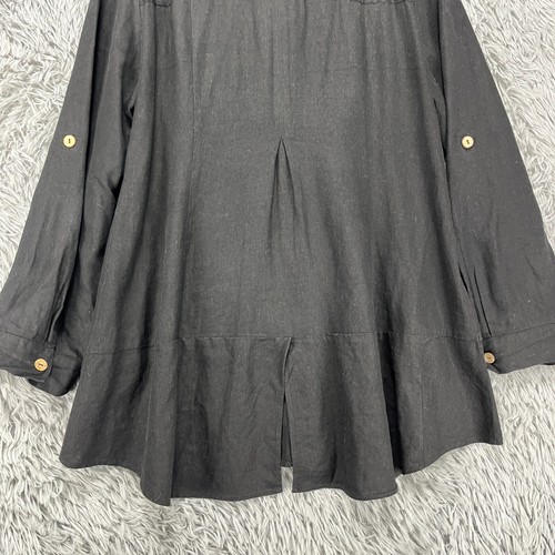 Simply Noelle Tunic Top Women's L/XL Black Linen Blend Lace Boho Artsy Beach - Picture 11 of 11