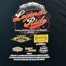 Vtg 09 Buffalo Chips Legends Ride Tee Mens XL Black Deadwood Sturgis Sleeveless
