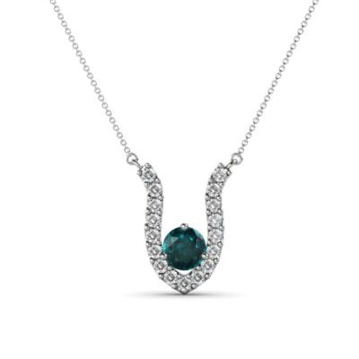 London Blautopas Diamant Akzent 3/8 ctw Anhänger 14K Gold 16'' Kette JP:229954