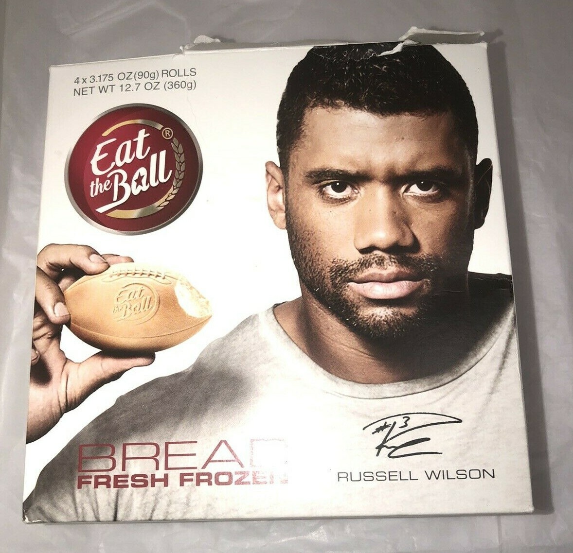 Russell Wilson Promo Eat the Ball Box discontinued advert Seattle - Main Image