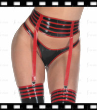 Latex Corset Suspender Garter High Waist 4 Long Clips Pull On Customize .4mm H10