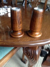 vintage Oak Candlesticks/Vases With Original Inserts