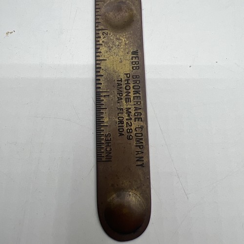 Vintage Webb Brokerage Company Brass Advertising Letter Opener Tampa FL Ruler - Picture 2 of 5