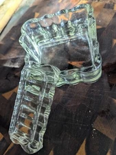 Vintage  Two Piece Clear Scalloped Glass Ashtray Anchor Hocking 