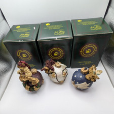 3 Boyds Bears Christmas Ornaments The Bearstone Collection 25700 25701 25702