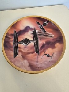 Vintage 1995 Hamilton Collection Plate Tie Fighters Star Wars Space Vehicles USA