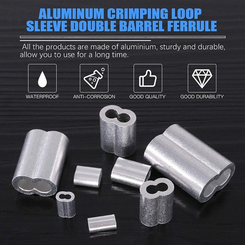Drahtseil Aderendhülsen Klemmhülsen Crimpen Aluminium für Drahtseil 1mm-12mm - Picture 6 of 8