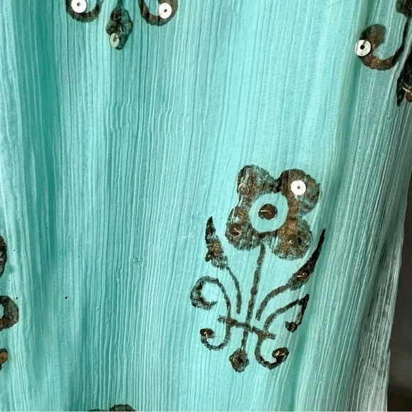 Mini Vestido Estampado Playa con Detalle de Cuentas y Lentejuelas Resortwear Talla Grande Foto 3 de 4