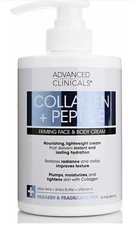 ADVANCED CLINICALS COLLAGEN + PEPTIDE Restoring Firming FACE BODY CREAM 444ml
