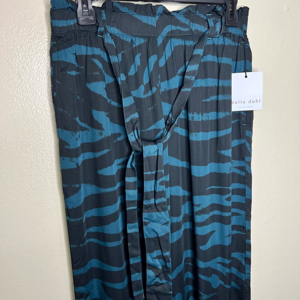 NWT Bella Dahl Atlas Woven Trouser Pants MEDIUM Blue Zebra Print