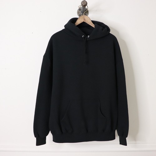 VTG 90's Jerzees Black Blank Pullover Heavyweight Hoodie Men's Sz XL Made in USA