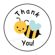 30 THANK YOU BEE BUMBLEBEE ENVELOPE SEALS LABELS PARTY FAVORS STICKERS 1.5