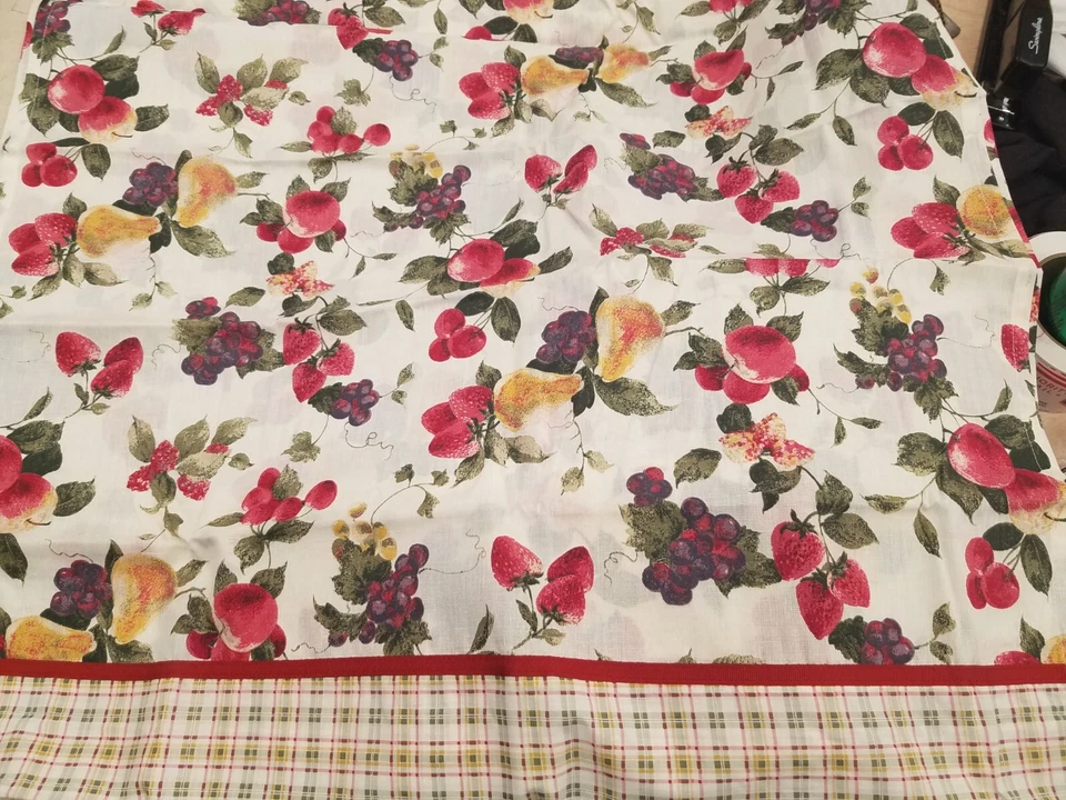 Garden Fruit Multi Color Tier Curtain Pair 58x36 Grapes Apples Strawberries Cafe - Image 2 of 4