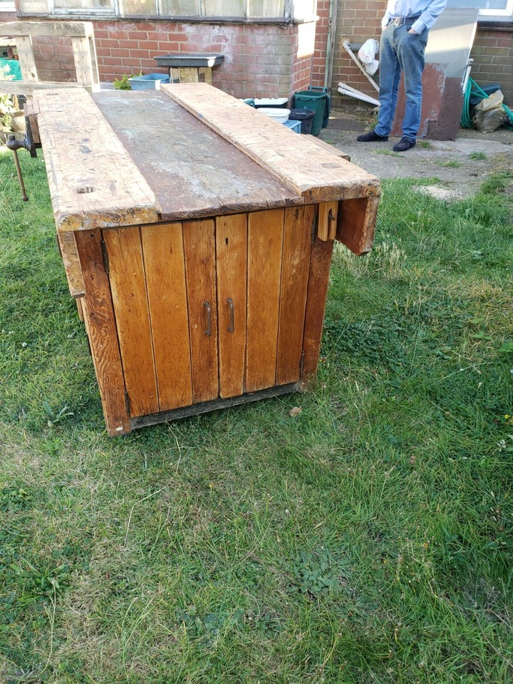 Vintage School College Work Bench/ Workbench,Kitchen Island with 2