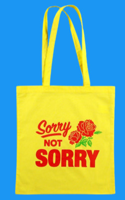 Swallows and Daggers Bag Sorry Not Sorry Yellow Flower Red Rose Cotton Tote