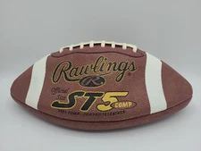 New Rawlings ST5 COMP Game Ball Junior Leather Football Brown/White