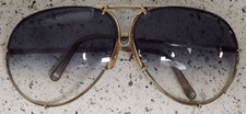 Vintage Carrera Porsche Design 82-21694 Gold Trim Blue Lenses Used Heavy Wear