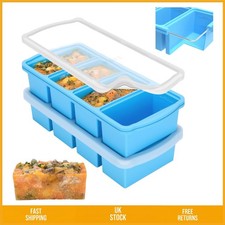 Durable Silicone Food Freezer Trays with Lids 1 Cup Meal Prep Molds 2-Pack