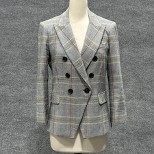 Veronica Beard Blazer Womens 8 Black Plaid Empire Dickey Double Breasted Jacket
