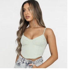 WHITE FOX Temptations BUSTIER CORSET TANK TOP CAMI Sage Underwire MEDIUM