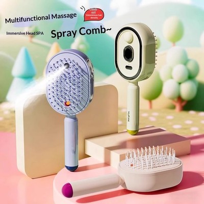 Electric Spray Air Cushion Massage Hair Brush USB-C Rechargeable Mist Hair Brush