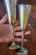 Lot de 2 gobelets à vin en plaqué argent 7,5 pouces fabriqués en Inde 