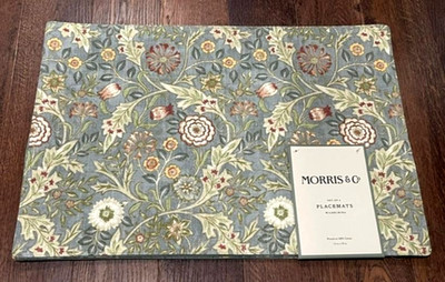 NEW! Morris & Co William Morris WILHELMINA Cotton Placemats Set/4 13x19~ LOVELY!