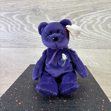 Ty Beanie Babies Princess Diana Bear Purple Plush Heart Tag 1997 With Case RARE