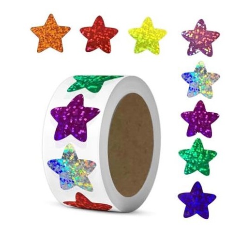 1 Inch,500 Pcs Self Adhesive for Reward Charts,Sparkly Foil Star Star Stickers