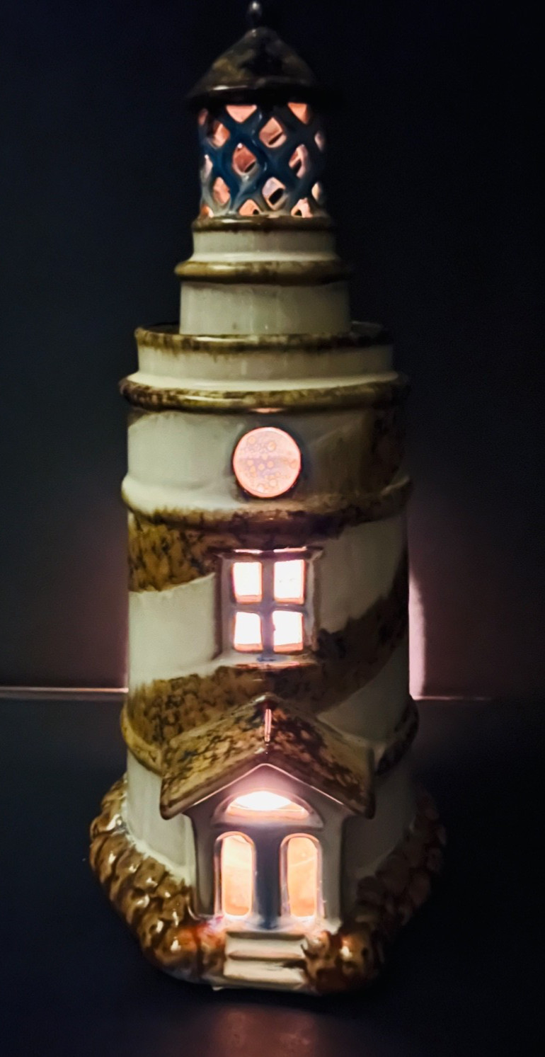 ceramic lighthouse tealight holder ocean beach coastal tall beautiful