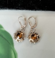 Art Deco Ohrringe Hänger +Citrin?   +925 Sterling Silber 