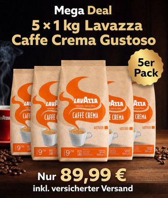 5X 1 KG LAVAZZA CAFFÈ CREMA GUSTOSO INTENSITÄT 9/10 Kaffeebohnen COFFEE BEANS